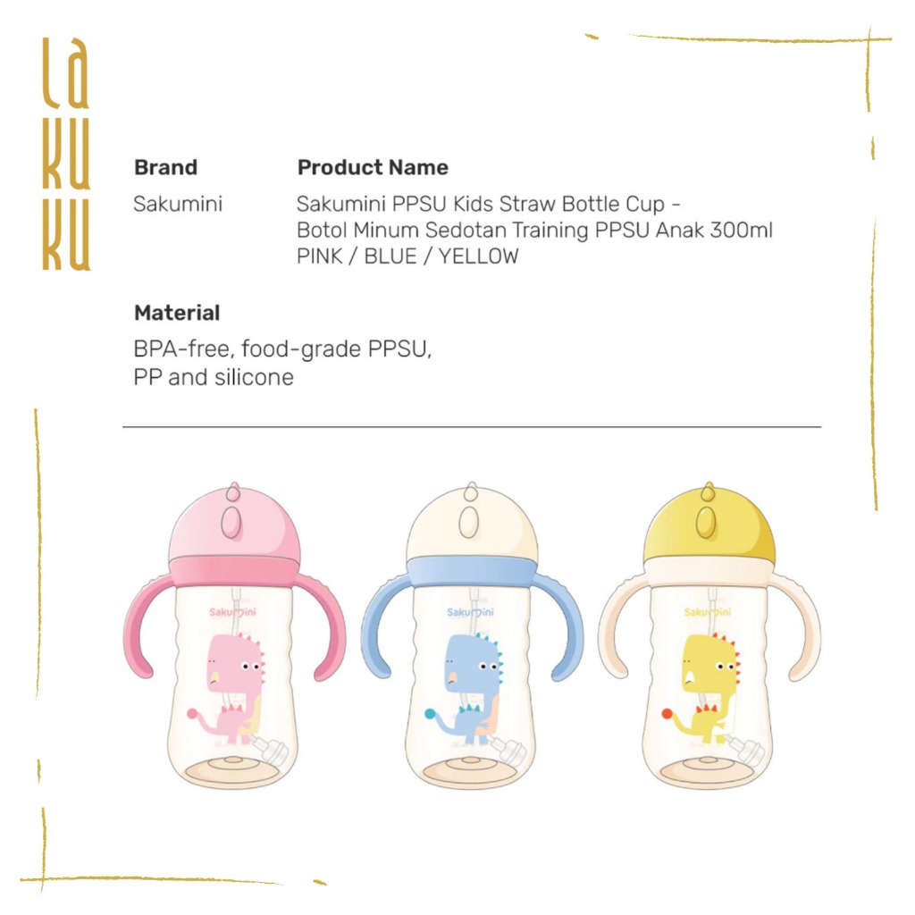 Lakuku - Sakumini Botol Minum Sedotan PPSU Training Bottle Cup Straw Duck