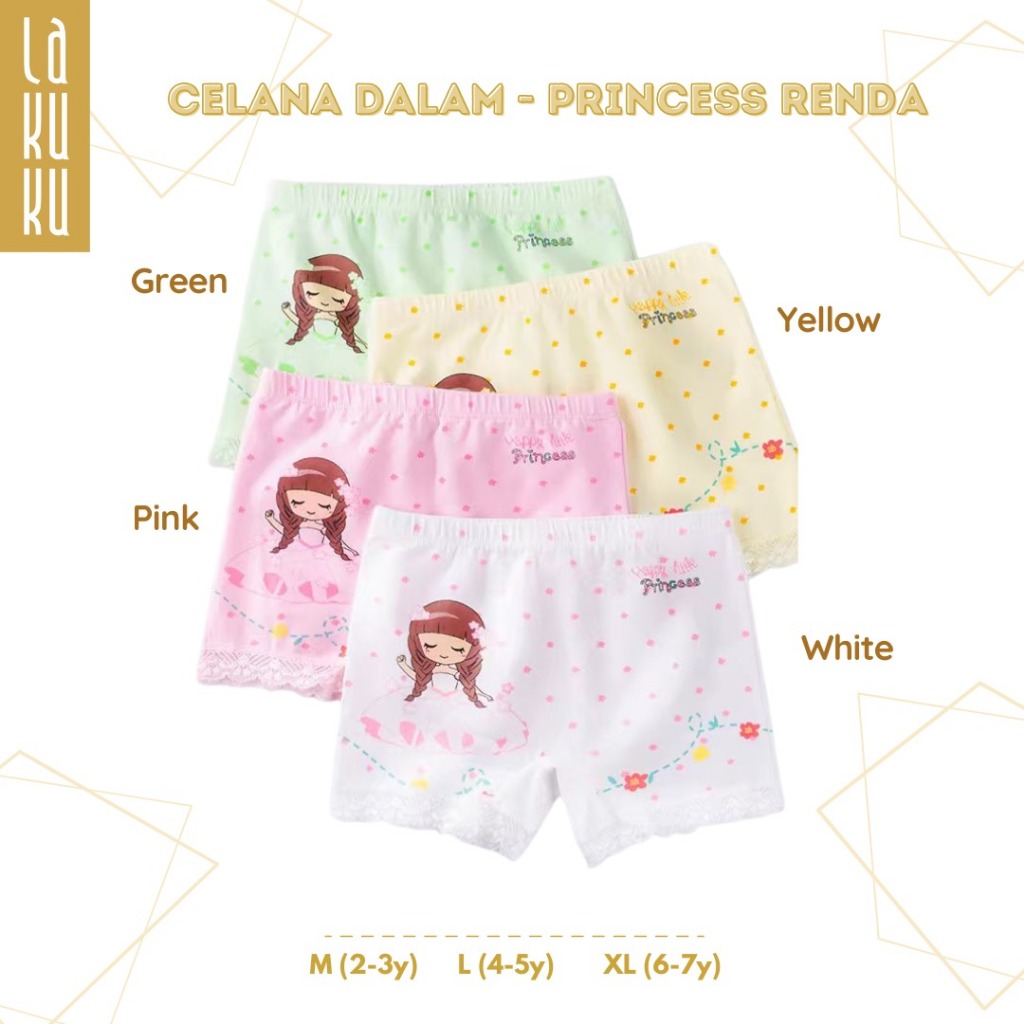 Lakuku - [GROSIR] Celana Dalam Anak Perempuan 1-7 th Underwear Katun Premium Impor Short Polos