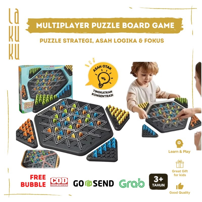 Lakuku - Multiplayer Puzzle Segitiga Board Game Rantai Karet Geometris Mainan Interactive