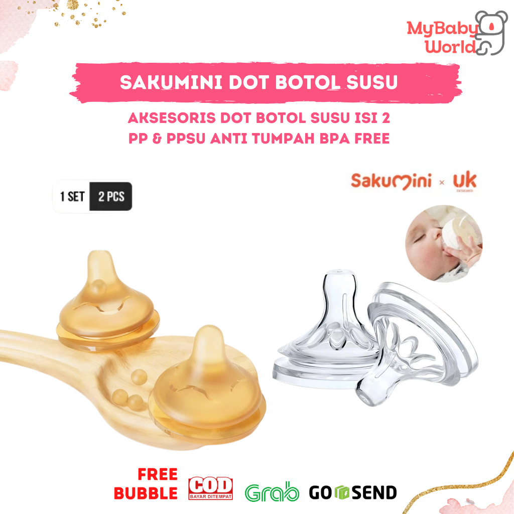 Lakuku - Sakumini Aksesoris Dot Botol susu bening dan coklat isi 2 untuk botol PP dan PPSU