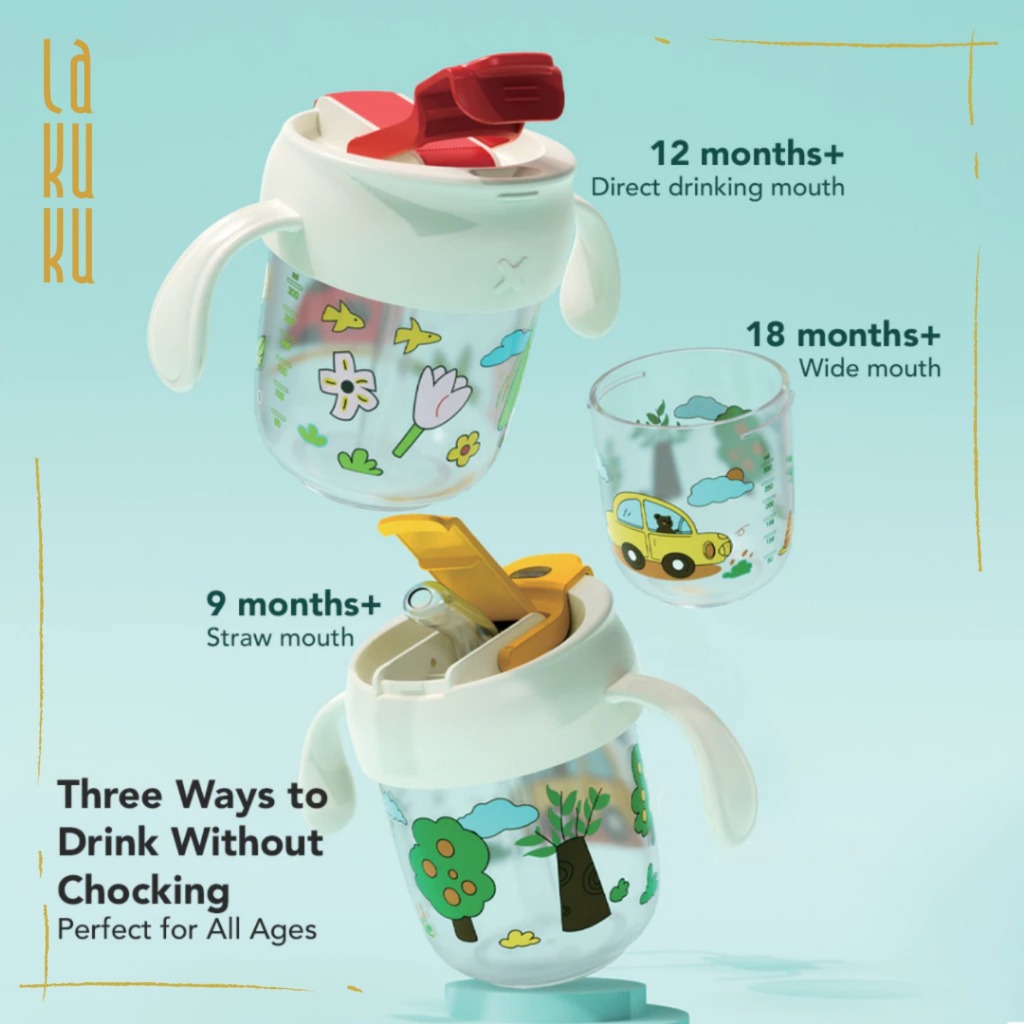 Lakuku - Sakumini 3in1 gelas botol minum gagang Sedotan Training Sippy Cup Anak