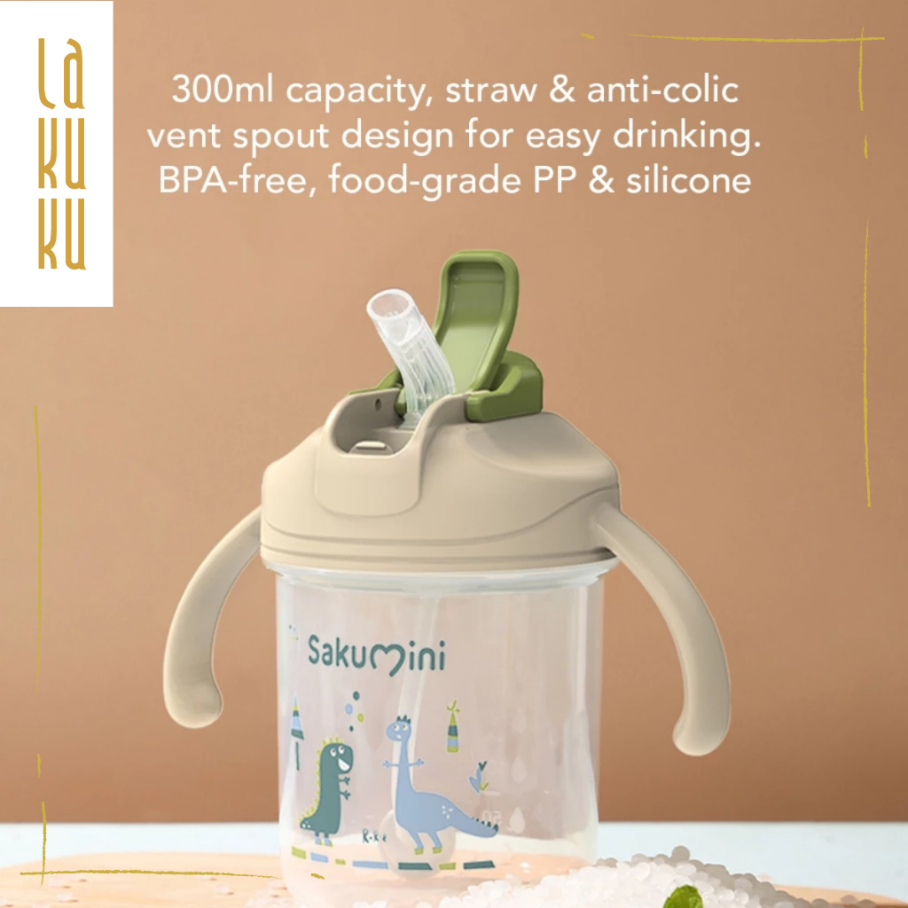 Lakuku - Sakumini 3in1 gelas botol minum gagang Sedotan Training Sippy Cup Anak