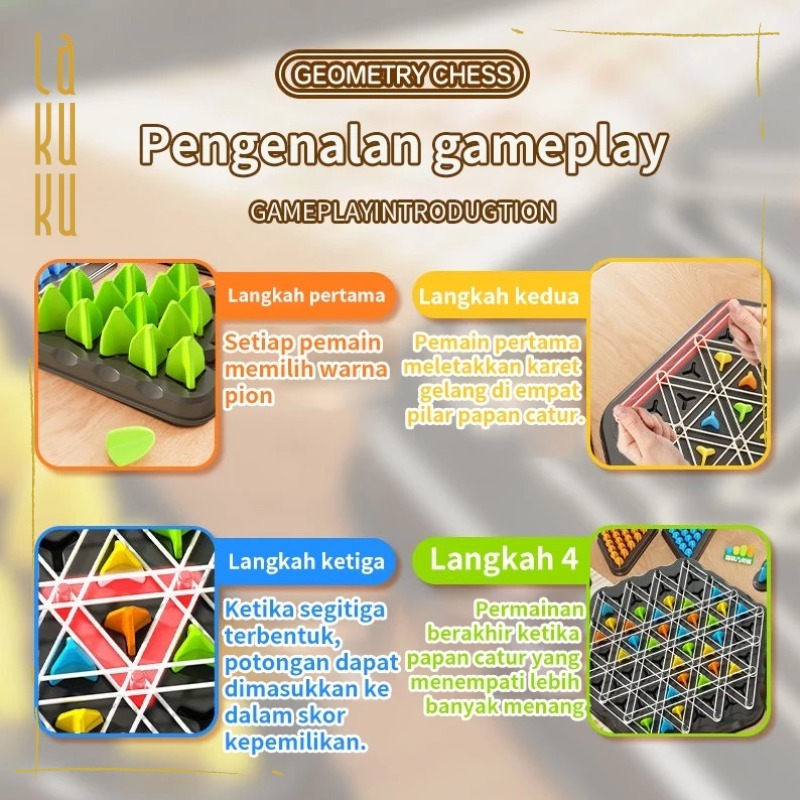 Lakuku - Multiplayer Puzzle Segitiga Board Game Rantai Karet Geometris Mainan Interactive