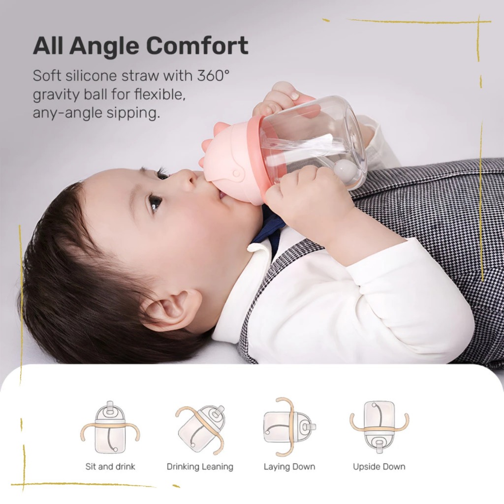 Lakuku - Sakumini Botol Minum Sedotan PPSU Training Bottle Cup Straw Duck