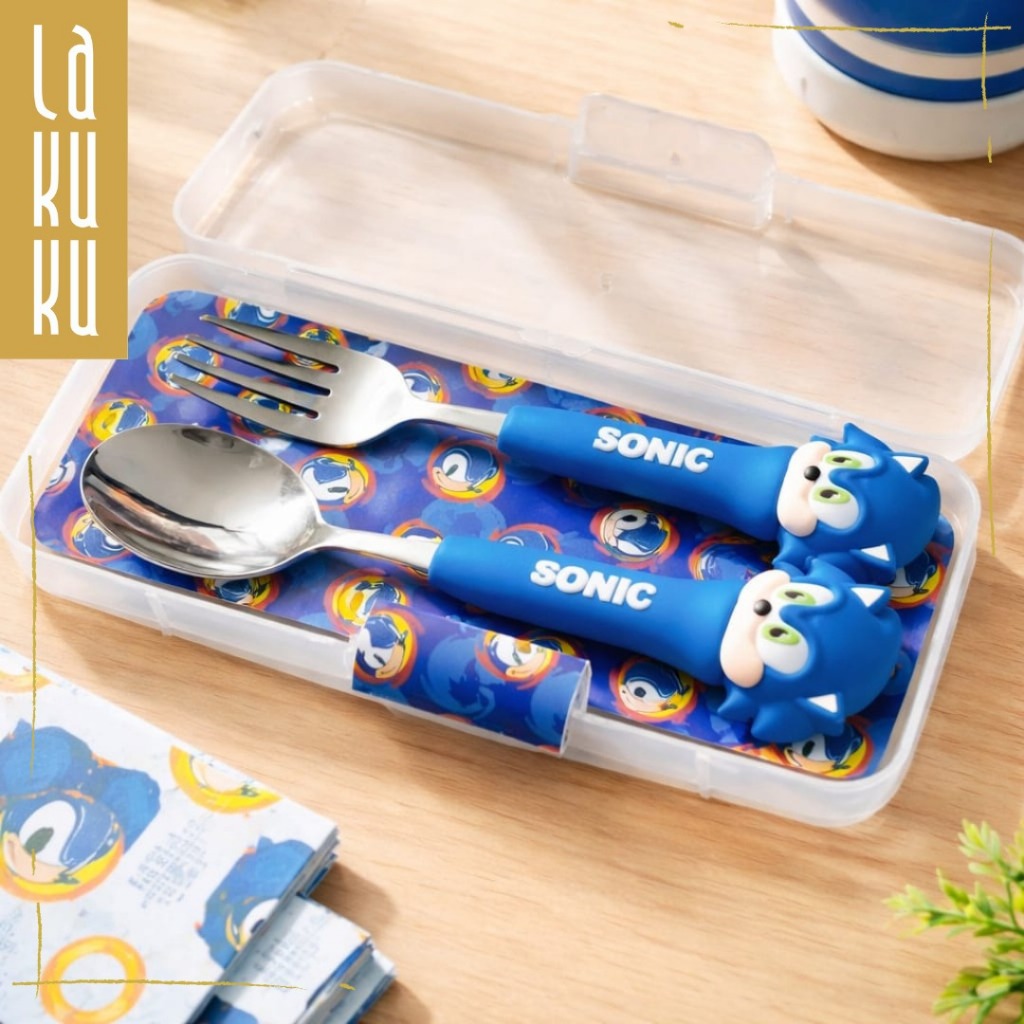 Lakuku - Sendok Garpu Stainless Karakter hewan animal peralatan makan anak