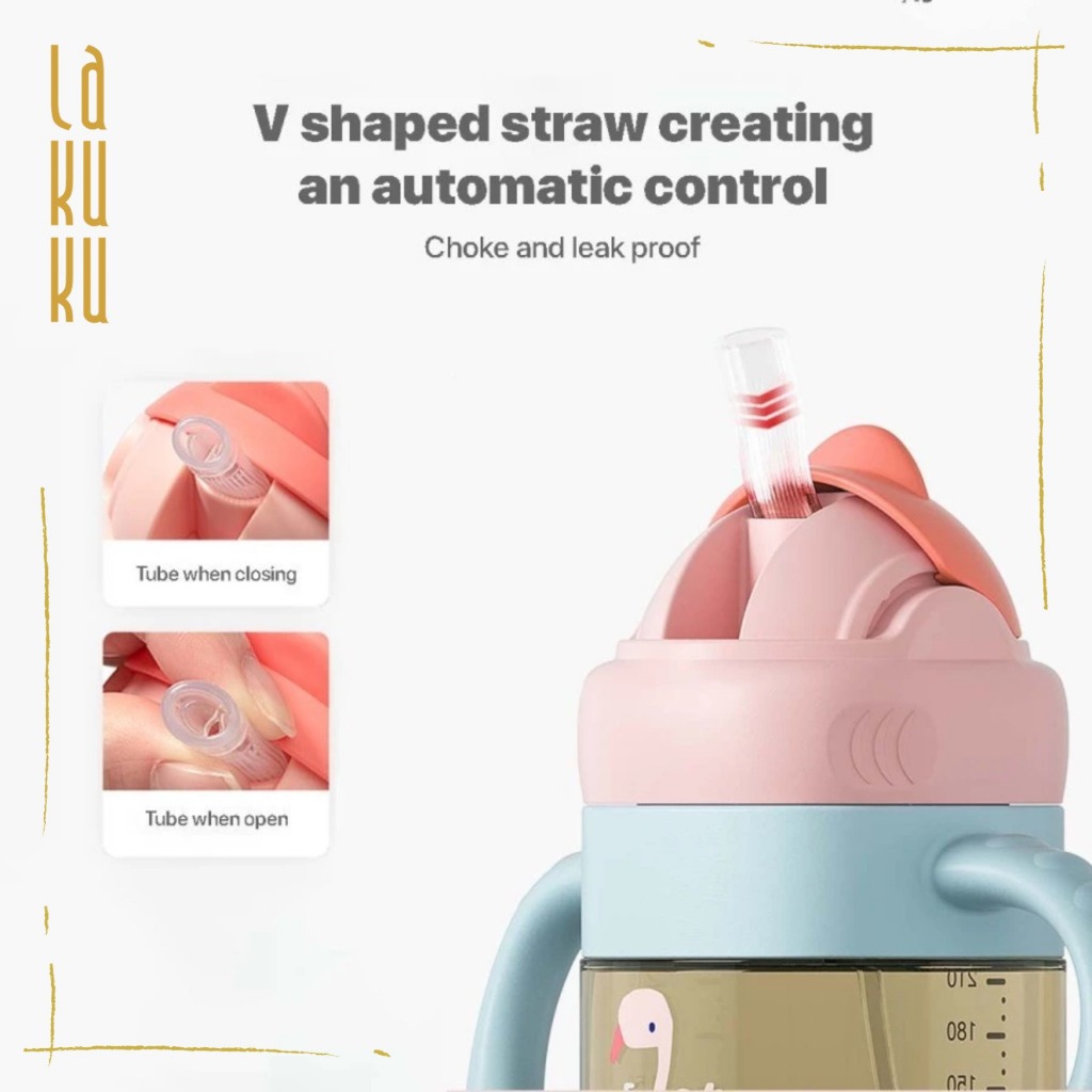 Lakuku - Sakumini Botol Minum Sedotan PPSU Training Bottle Cup Straw Duck