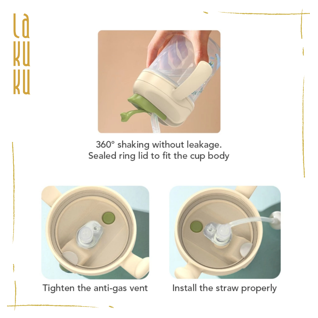 Lakuku - Sakumini 3in1 gelas botol minum gagang Sedotan Training Sippy Cup Anak