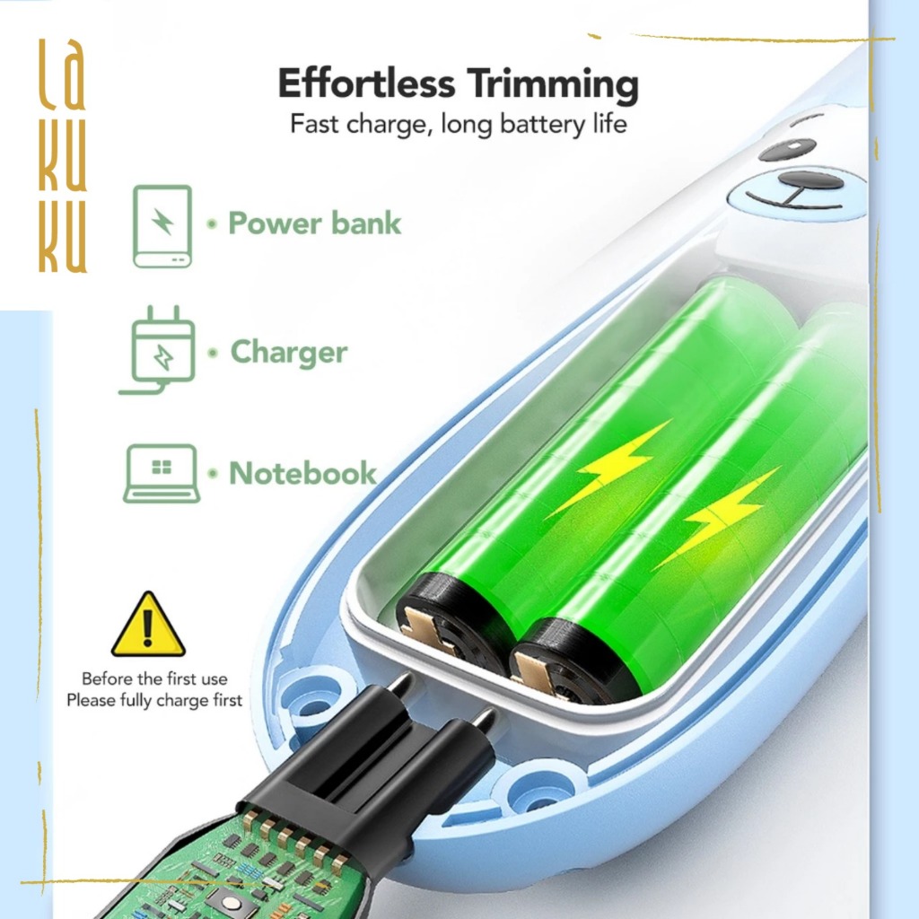 Lakuku - Sakumini Hair Clipper Elektrik Alat Cukur Potong Rambut Bayi Anak Charge Led Display