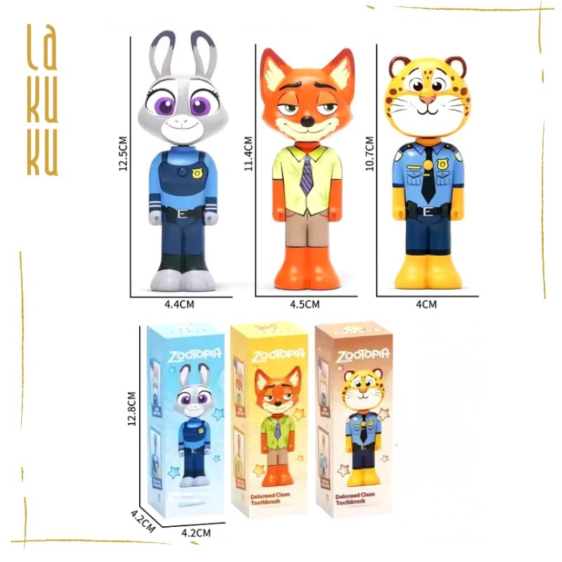 Lakuku - Sikat Gigi Anak 4D Karakter Premium Kepala Penutup Mainan