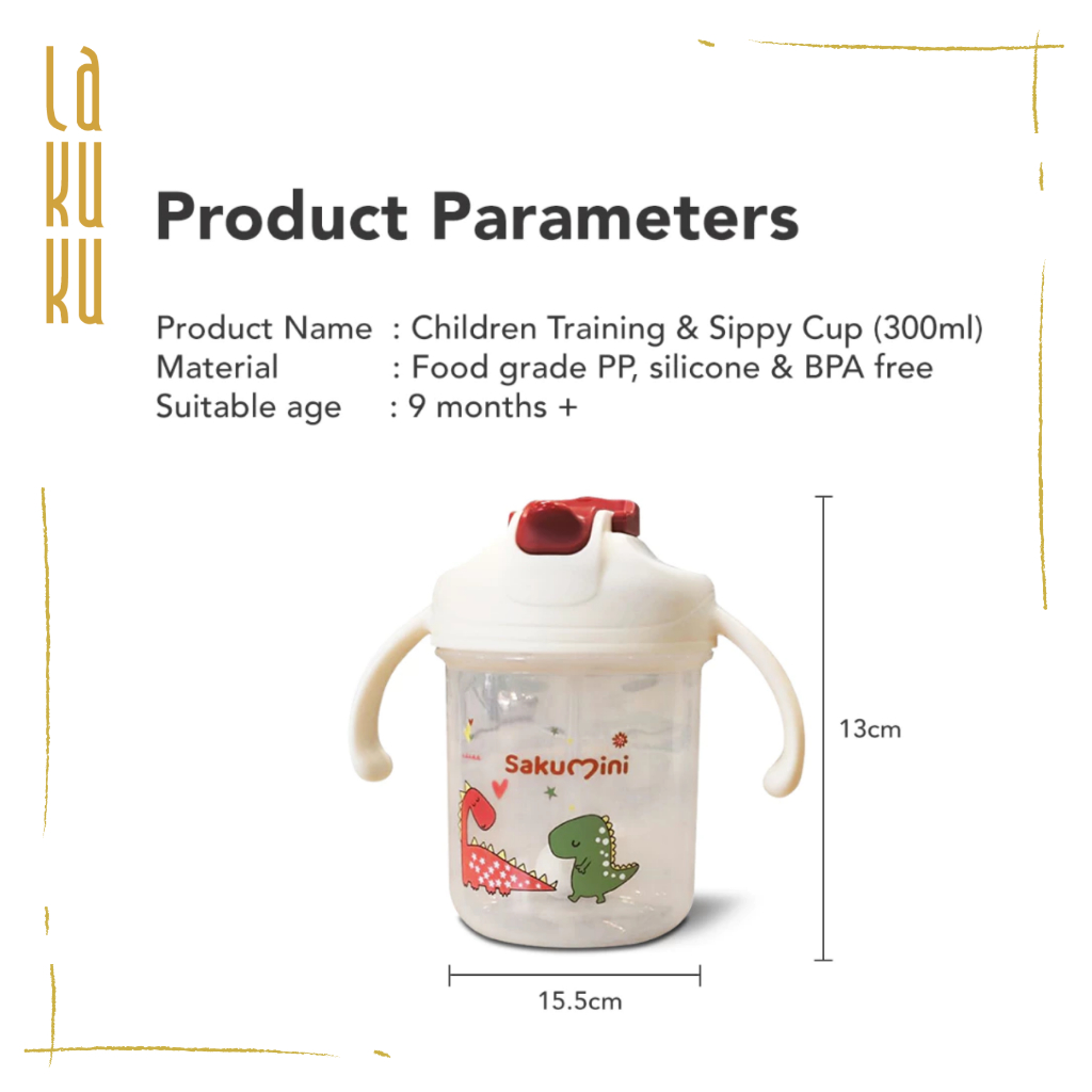 Lakuku - Sakumini 3in1 gelas botol minum gagang Sedotan Training Sippy Cup Anak