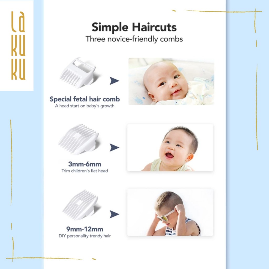 Lakuku - Sakumini Hair Clipper Elektrik Alat Cukur Potong Rambut Bayi Anak Charge Led Display