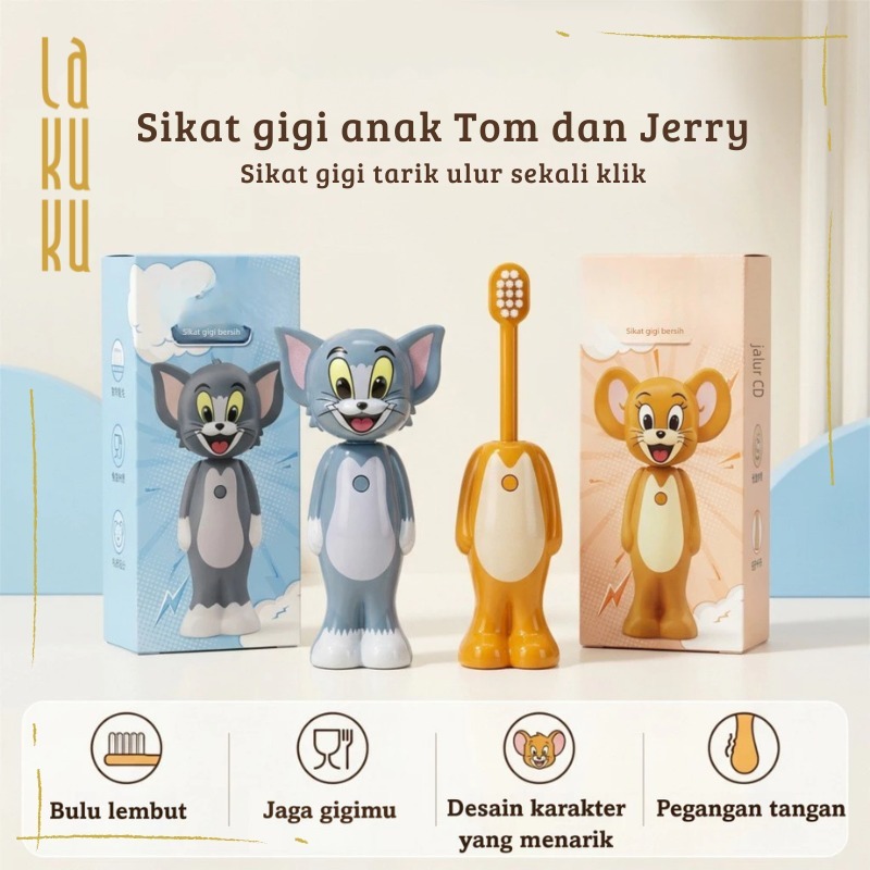 Lakuku - Sikat Gigi Anak 4D Karakter Premium Kepala Penutup Mainan