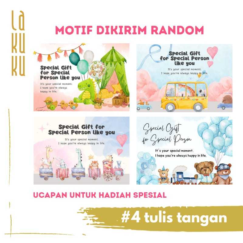 Kemasan Plastik Polymailer Bungkus Kado + Kartu Ucapan cantik khusus produk LAKUKU
