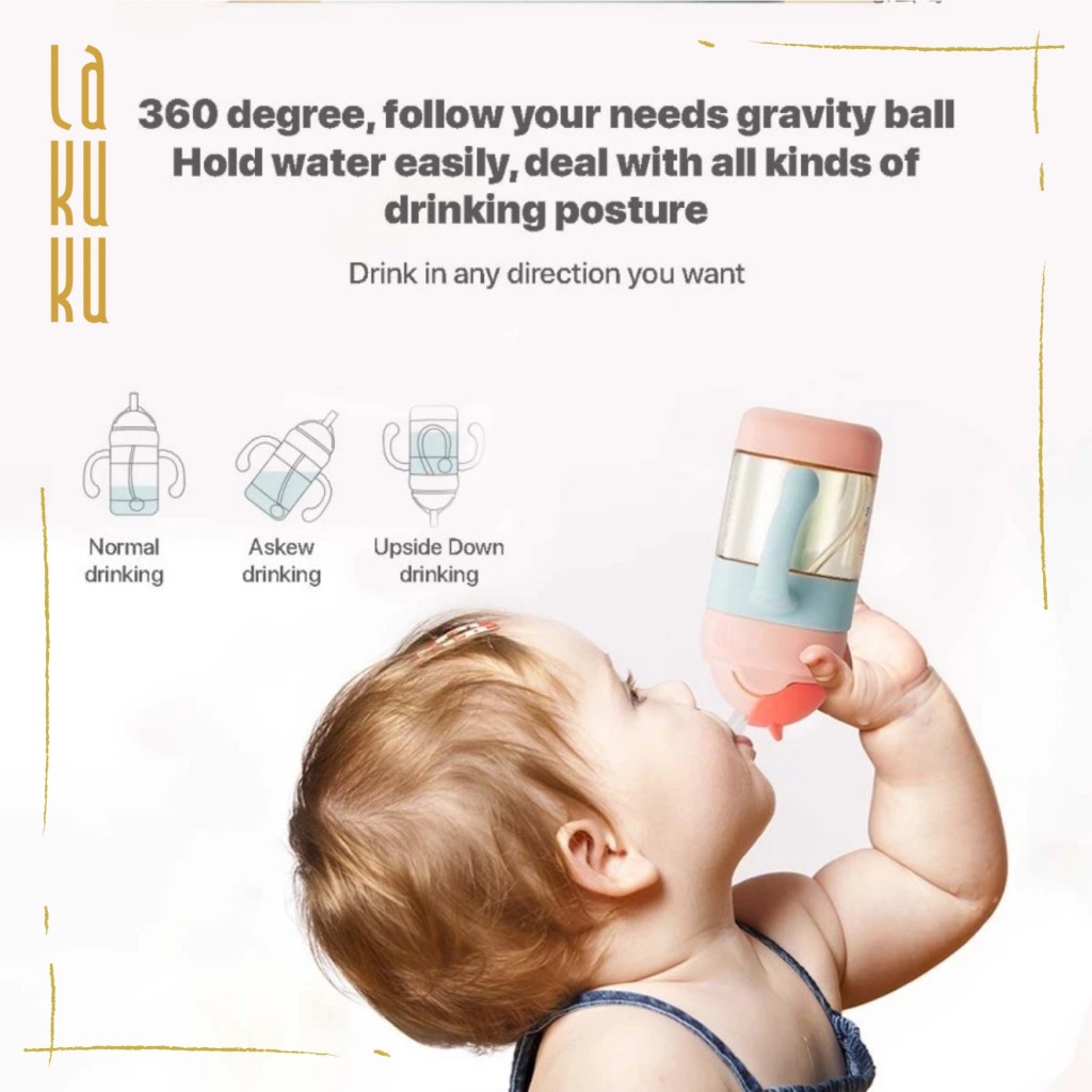 Lakuku - Sakumini Botol Minum Sedotan PPSU Training Bottle Cup Straw Duck