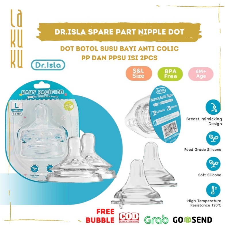 Lakuku - Dr. Isla Spare Part Nipple Dot botol Susu PP dan PPSU