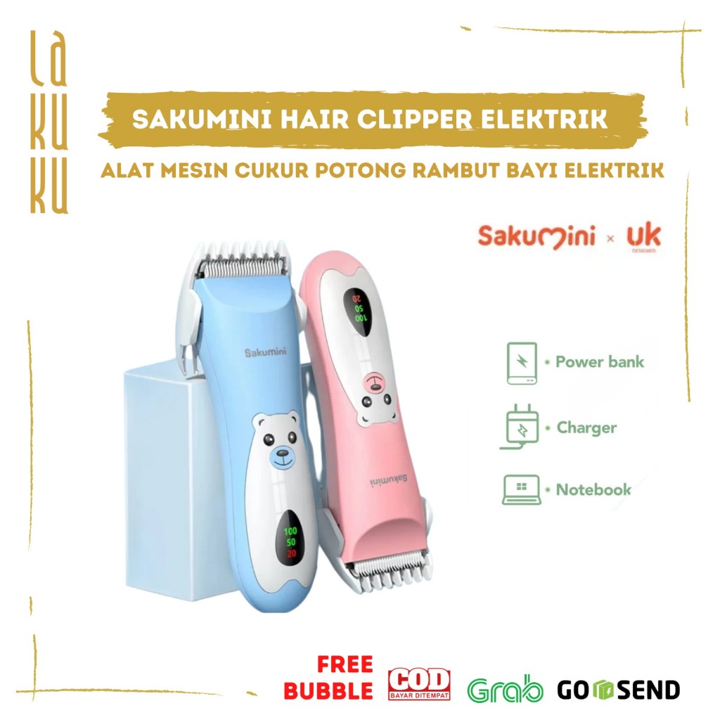 Lakuku - Sakumini Hair Clipper Elektrik Alat Cukur Potong Rambut Bayi Anak Charge Led Display