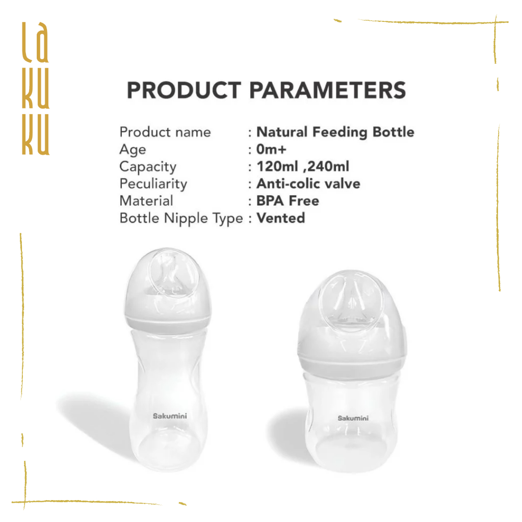 LAKUKU - Sakumini Baby Natural Milk Feeding Bottle Botol Susu Bayi Newborn PP dan PPSU