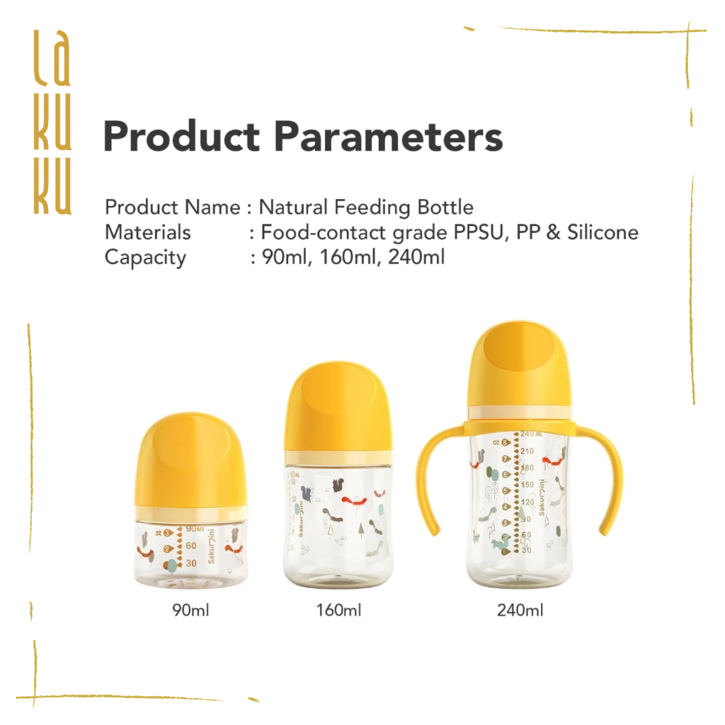 LAKUKU - Sakumini Baby Natural Milk Feeding Bottle Botol Susu Bayi Newborn PP dan PPSU