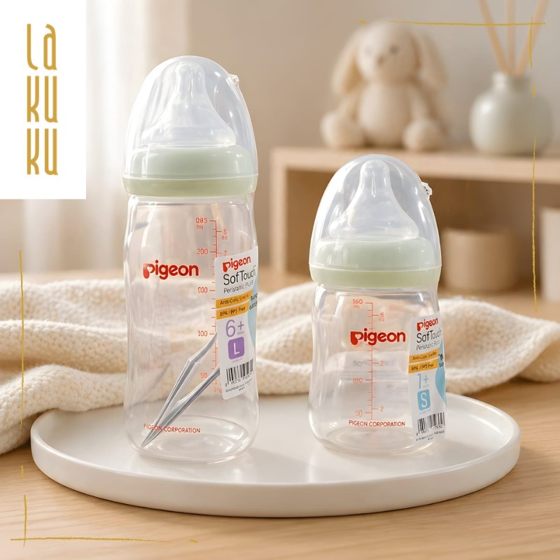 Lakuku - PIGEON Botol Susu PP Wide Neck Peristaltic plus nipple 160ml 240ml