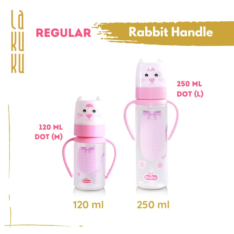 Lakuku - Lusty Bunny Botol Dot Susu Slim Neck Animal Handle Head 125ml 250ml