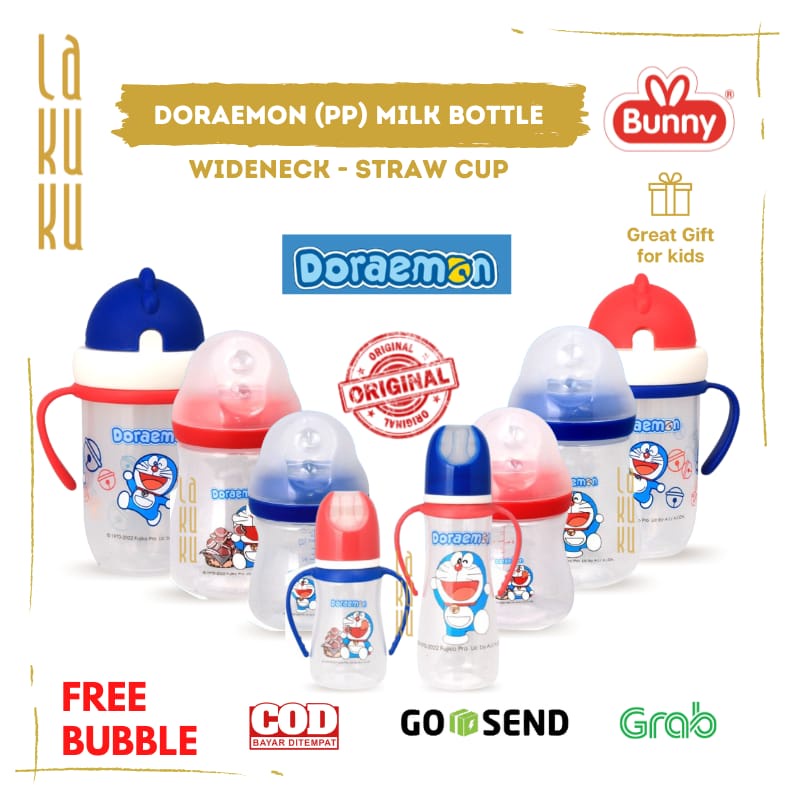 Lakuku - Botol Susu Lusty Bunny Doraemon Slim Wide Neck Straw Dot Milk Bottle