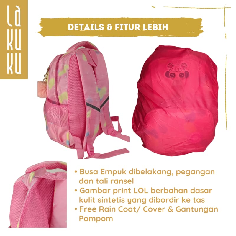 Lakuku - Tas Ransel Anak Sekolah SD SMP School Bag Ombre Lol Love Cantik