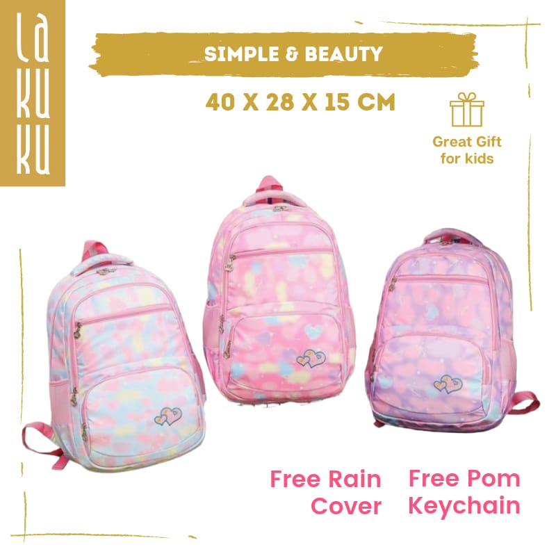 Lakuku - Tas Ransel Anak Sekolah SD SMP School Bag Ombre Lol Love Cantik