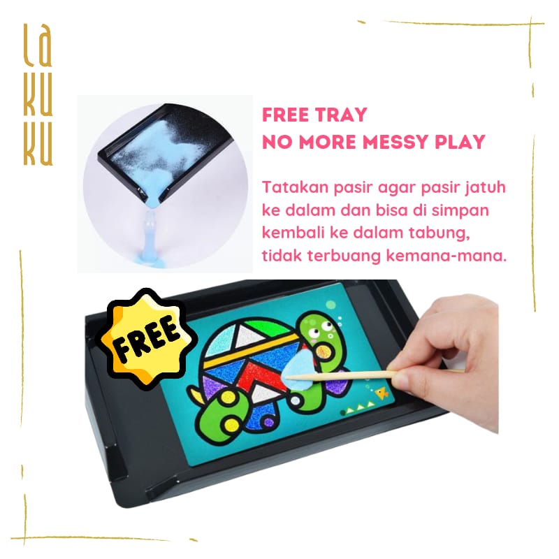 Lakuku - Kreasi mewarnai pasir halus 1 box 12 warna sand art and craft tool kit