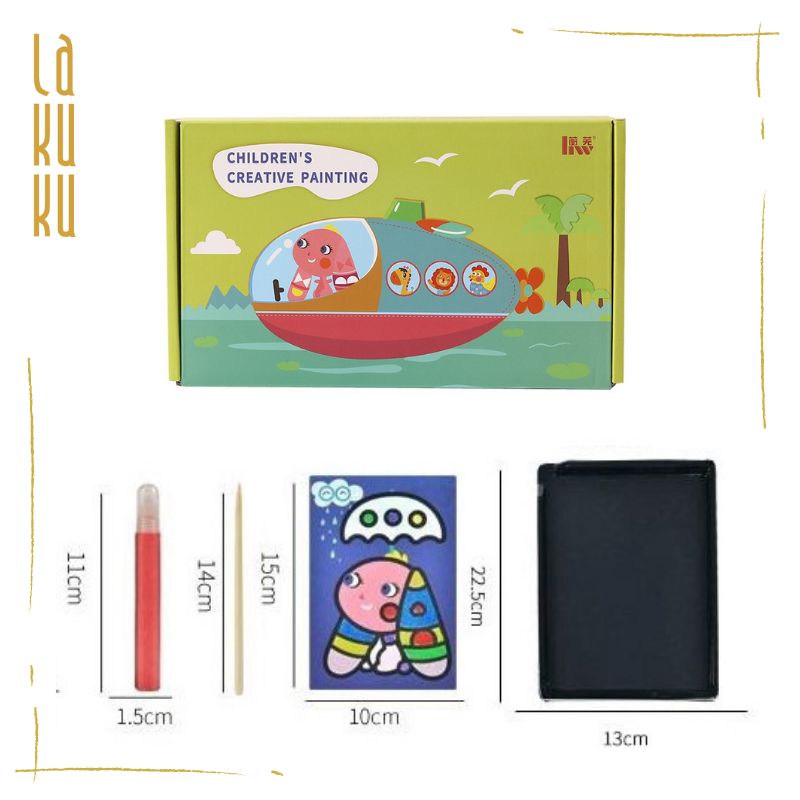 Lakuku - Kreasi mewarnai pasir halus 1 box 12 warna sand art and craft tool kit