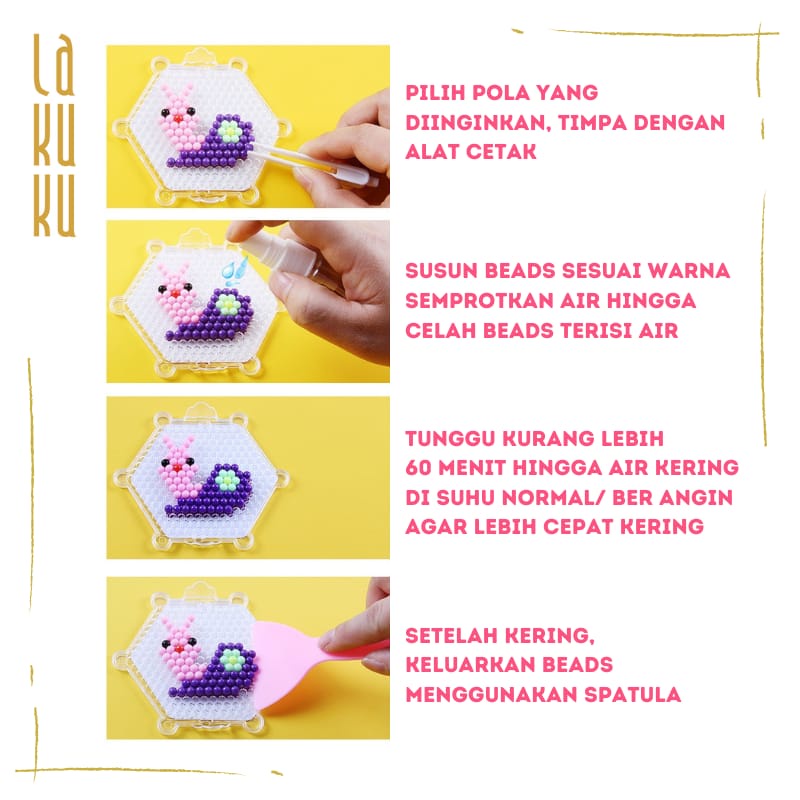 Lakuku - Magic beads 3,5mm Sensory Play Kit for Activity Kids Learn and Play Mainan biji semprot air