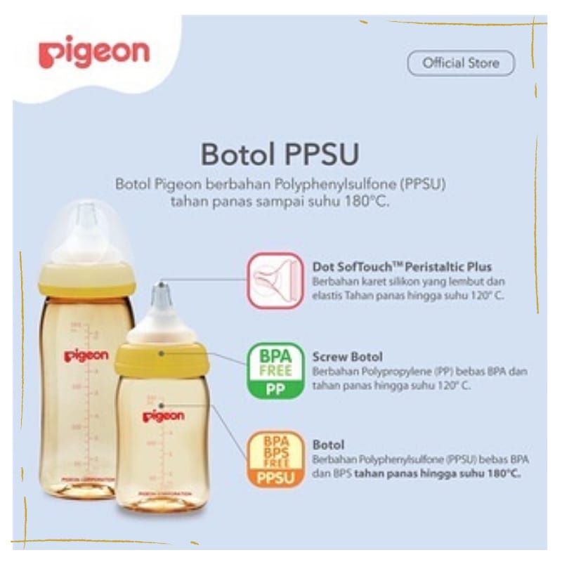 Lakuku - PIGEON Botol Susu PP Wide Neck Peristaltic plus nipple 160ml 240ml