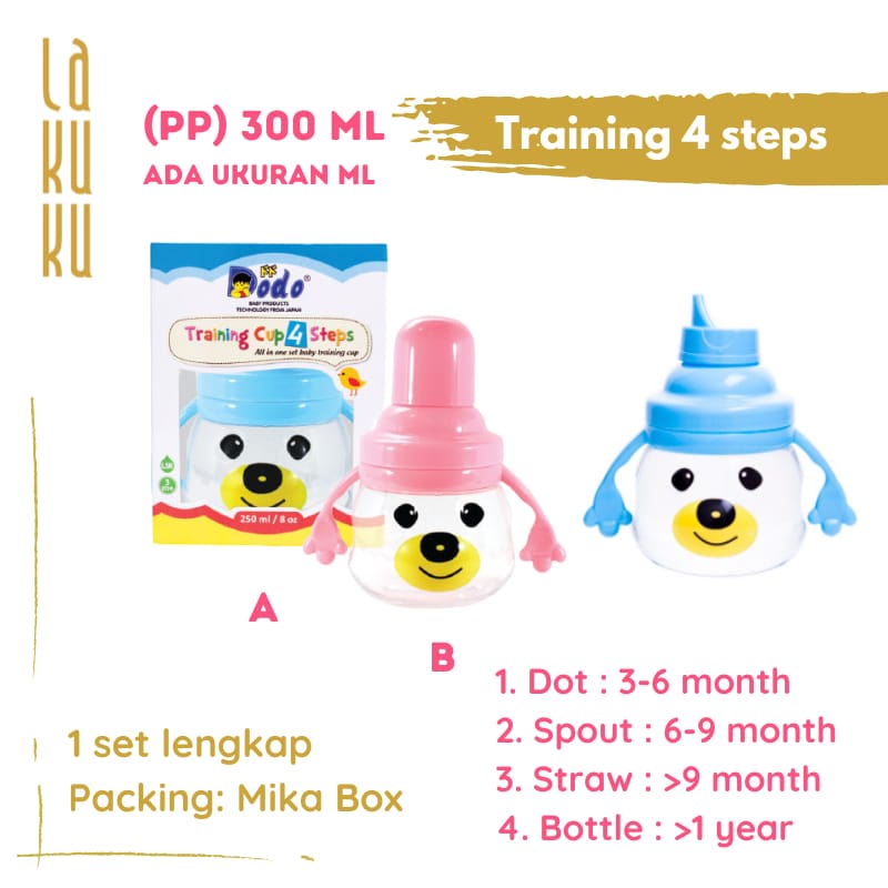 Lakuku - Dodo PP Botol Susu Dot Sedotan Training Cup 4 steps Bayi Anak BPA Free