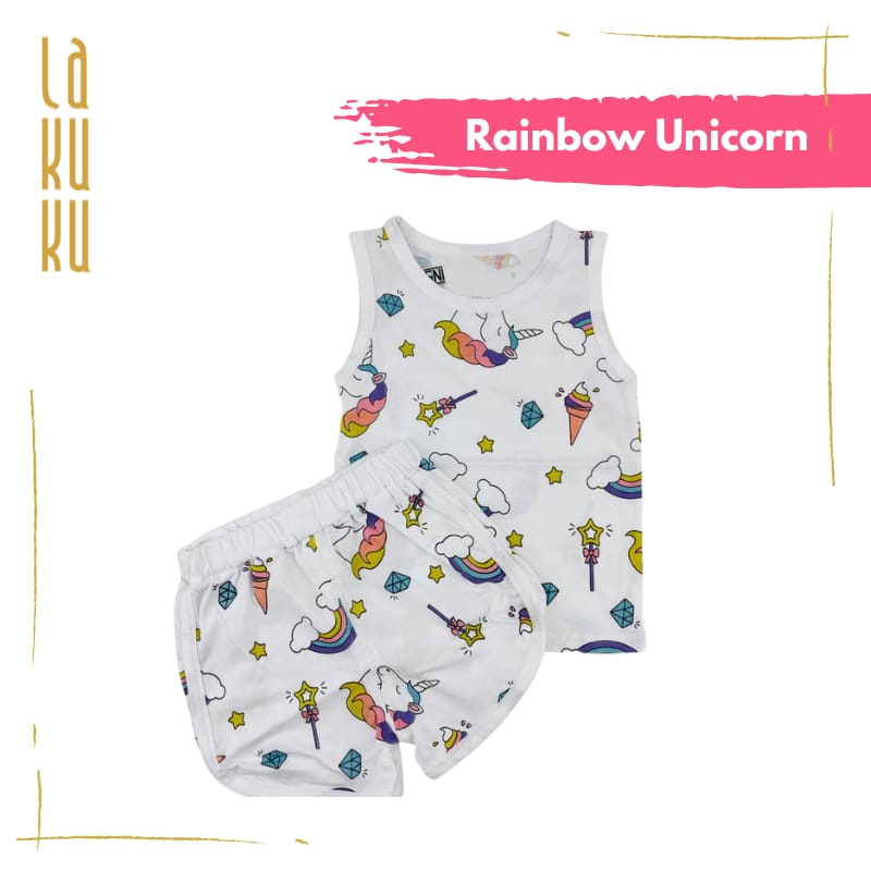 Lakuku - LK Sleeveless Set Setelan Baju Kutung Singlet Celana Anak Cozy is Good
