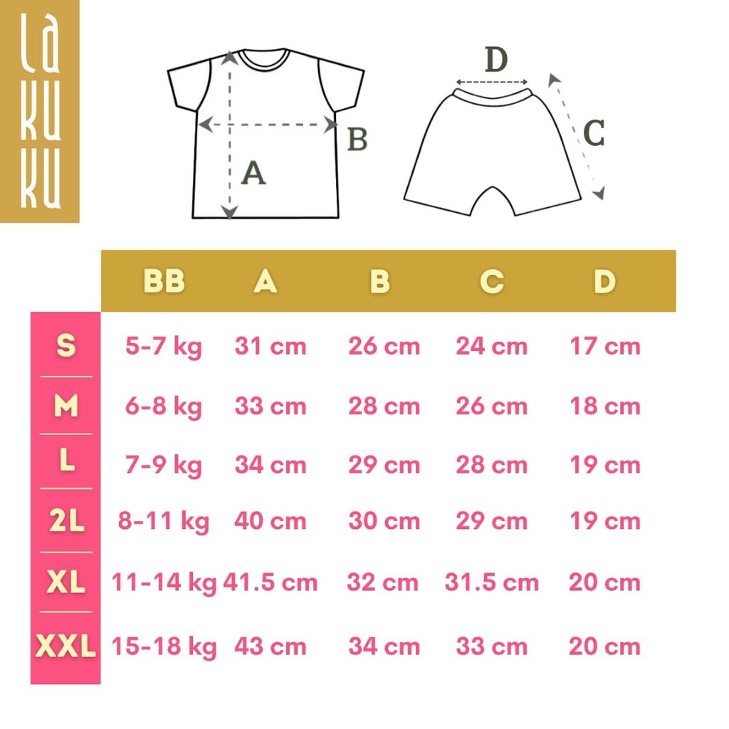 Lakuku - Setelan Libby Baby Baju Celana Pendek Kancing Depan Oblong S sampai XXL