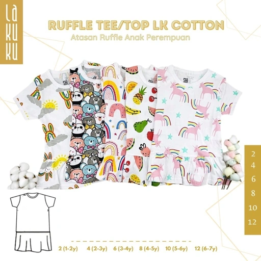Image of Lakuku - Ruffle Tee LK Cozy is Good Atasan ruffle Baju Anak size 2 - 12