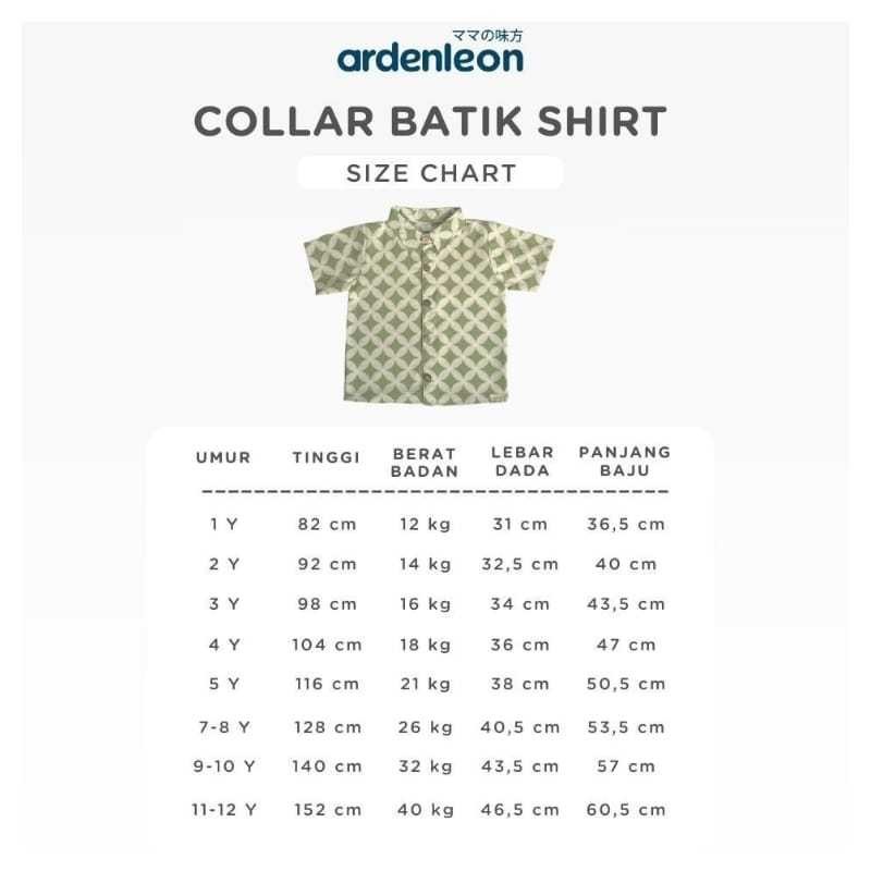 Lakuku - Ardenleon Collar Batik Shirt Atasan Kemeja Baju Batik Anak