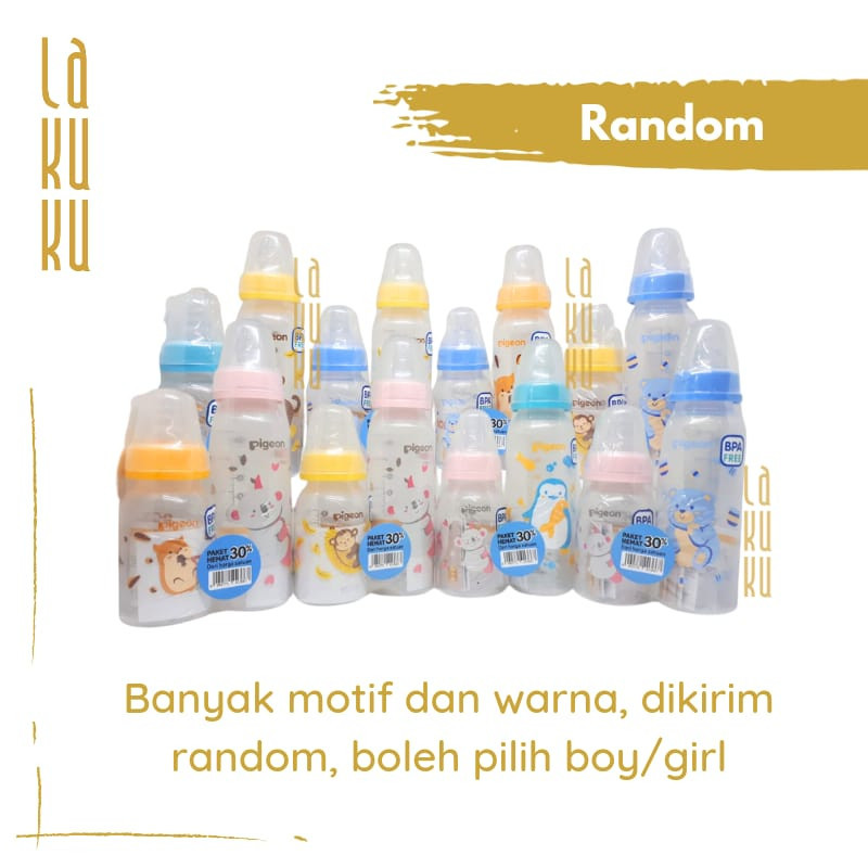 Lakuku - Botol Pigeon Standard Slim Neck 240ml + 120ml Paket Hemat 2 in 1 Dot Newborn Original