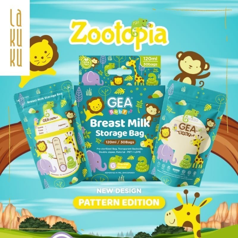 Lakuku - Kantong susu asi GEA BABY 120ml & 200ml Breast Milk Storage Bag COD PACKING BUBBLE isi 30 lbr