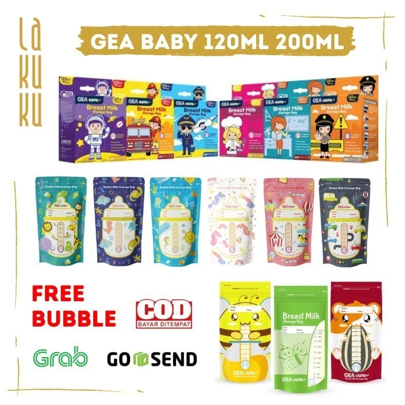 Lakuku - Kantong susu asi GEA BABY 120ml & 200ml Breast Milk Storage Bag COD PACKING BUBBLE isi 30 lbr