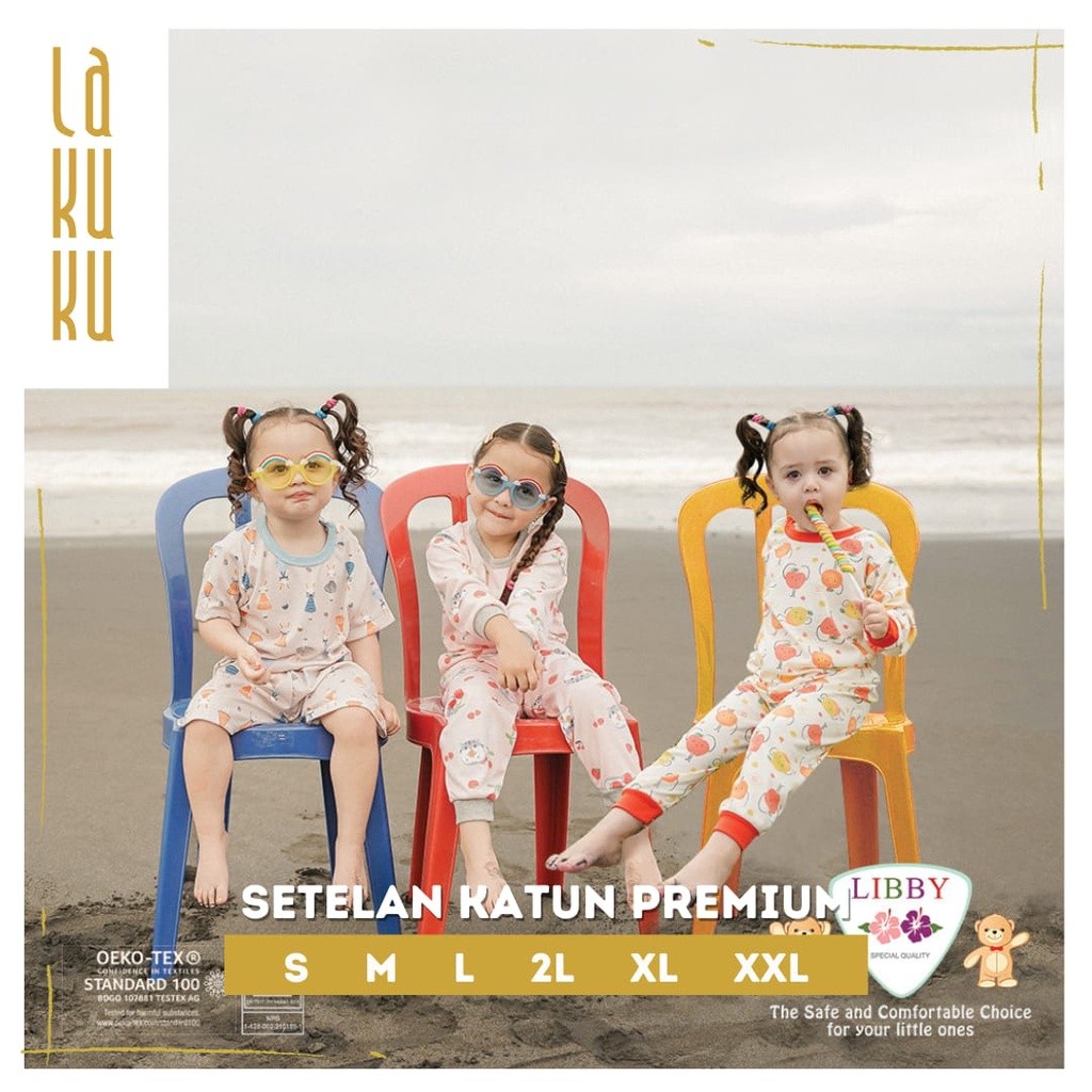 Lakuku - Setelan Libby Baby Baju Celana Pendek Kancing Depan Oblong S sampai XXL