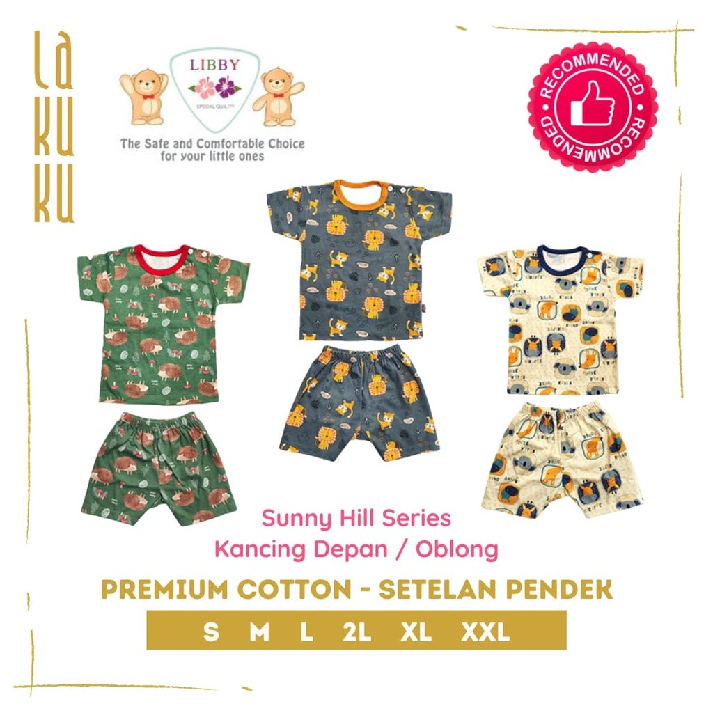 Lakuku - Setelan Libby Baby Baju Celana Pendek Kancing Depan Oblong S sampai XXL