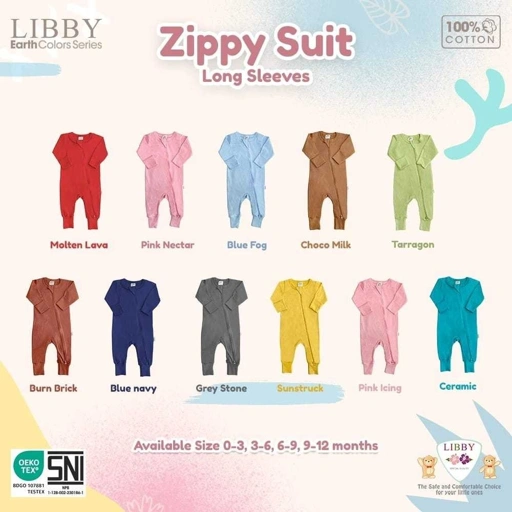 Image of Lakuku - Libby Baby Zippy Suit Long Sleeves Resleting Lengan panjang celana panjang