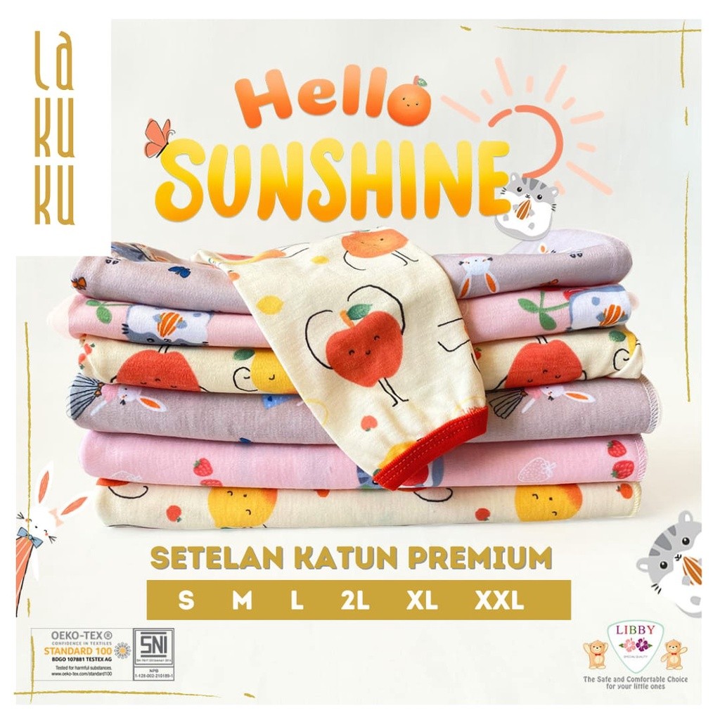 Lakuku - Setelan Libby Baby Baju Celana Pendek Kancing Depan Oblong S sampai XXL