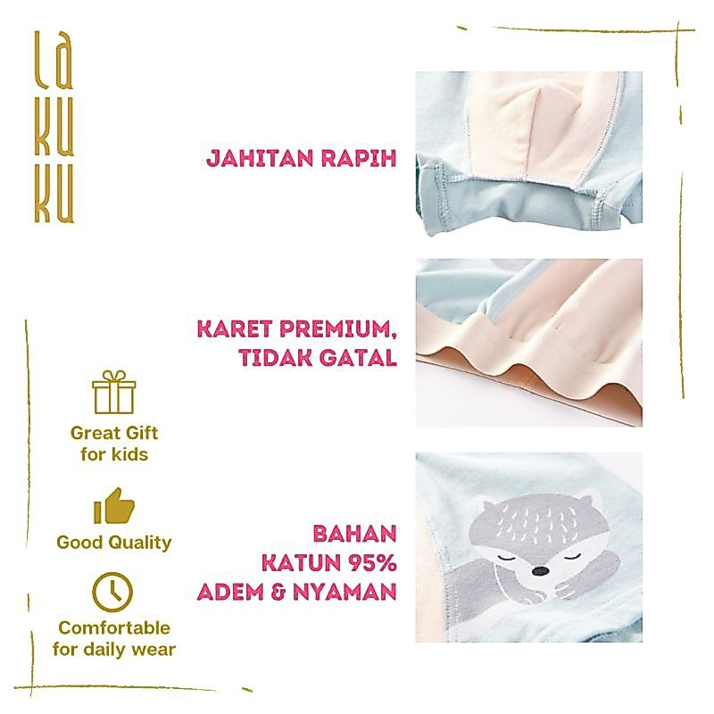 Lakuku - [GROSIR] Celana Dalam Anak Laki 1-7 th Underwear Katun Premium Impor Boxer Fox