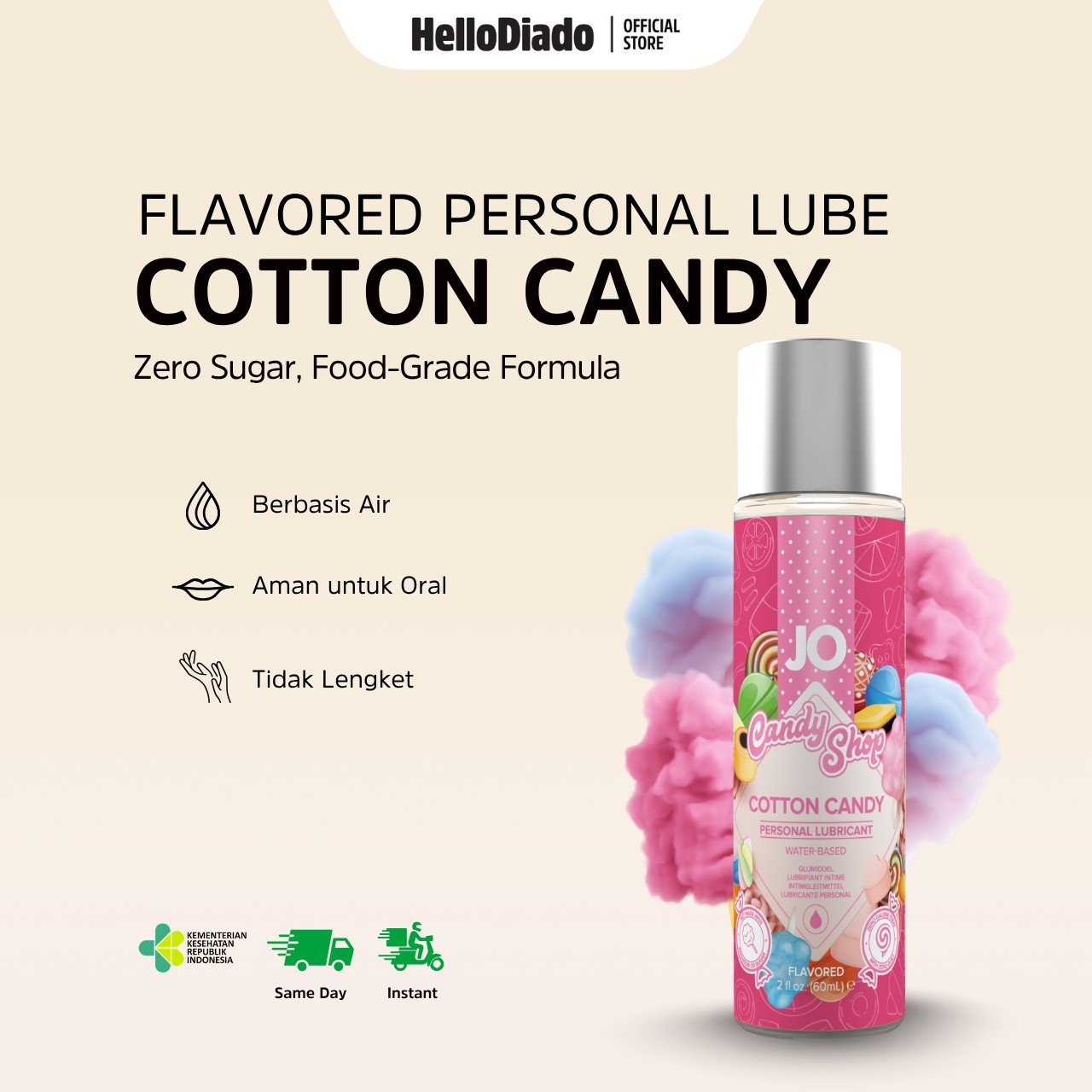 System Jo Cotton Candy Waterbased - Pelumas Rasa Edible
