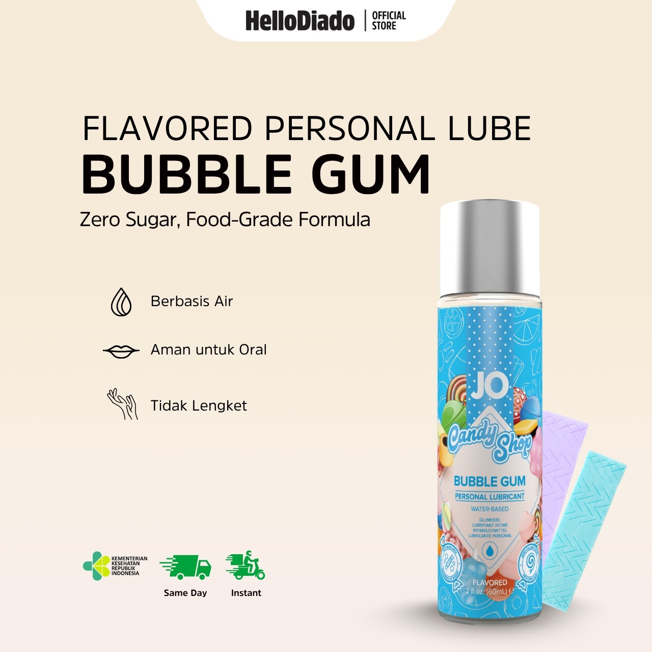 System Jo Bubblegum Waterbased - Pelumas Rasa Edible