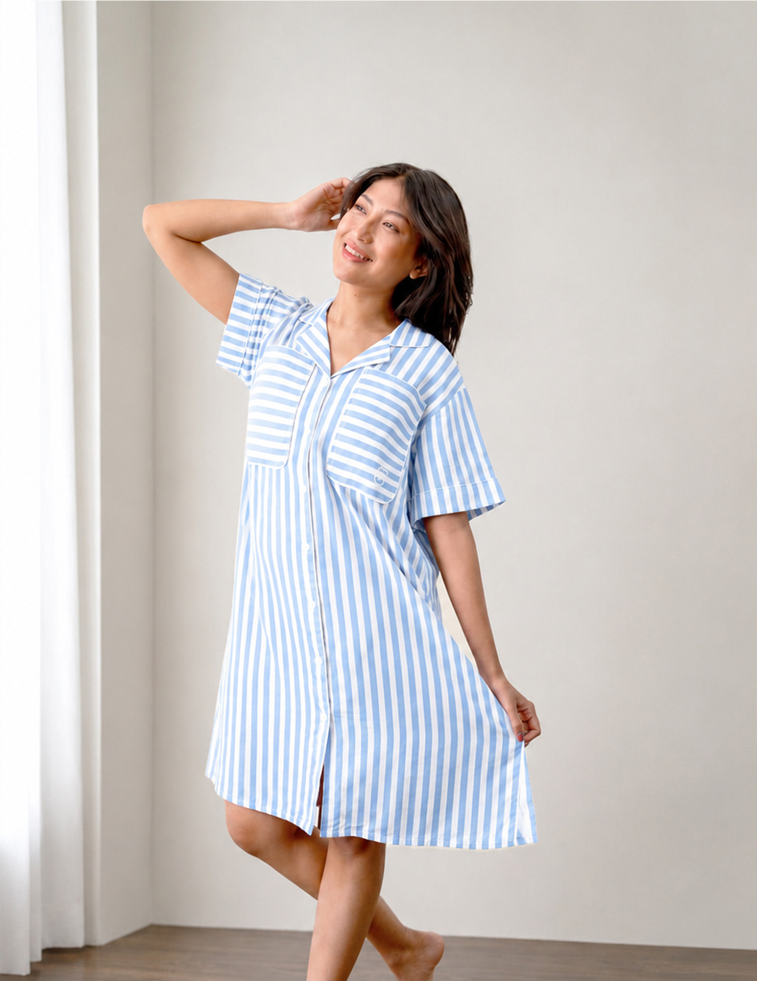 Lily Stripes Braless Nightgown
