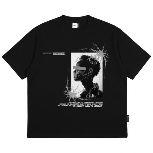 Hemdev Tshirt Boxy Oversized Spidey Black Tees Katun