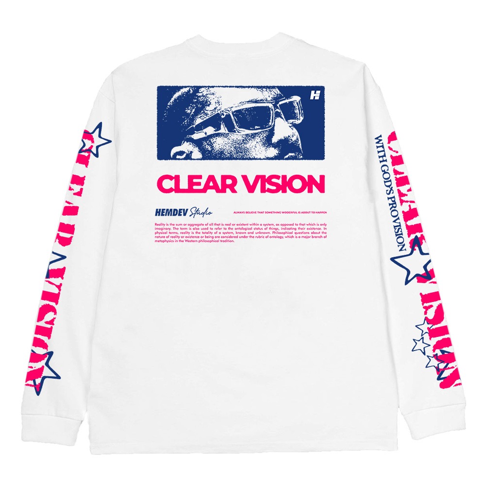 Hemdev Tshirt Longsleeve Clear Vision White Tees Katun
