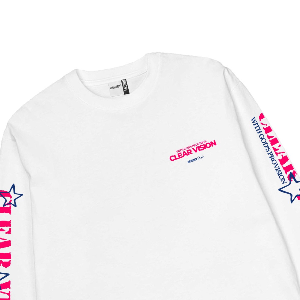 Hemdev Tshirt Longsleeve Clear Vision White Tees Katun